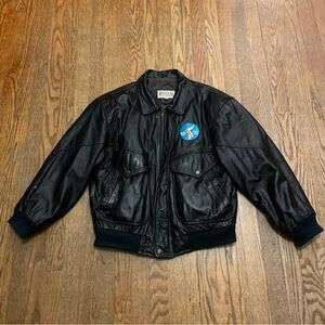 Falls Creek Vintage Black Leather Jacket Size M Made In Korea 1950-1953